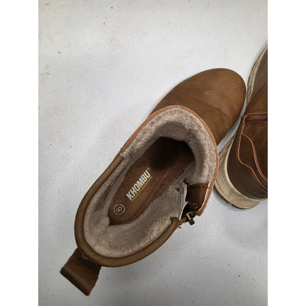 Khombu Dusk Womens Brown Faux Fur Lined Ankle Boots Size 8M